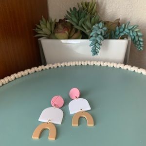 Color Block Geometric Drop Earrings